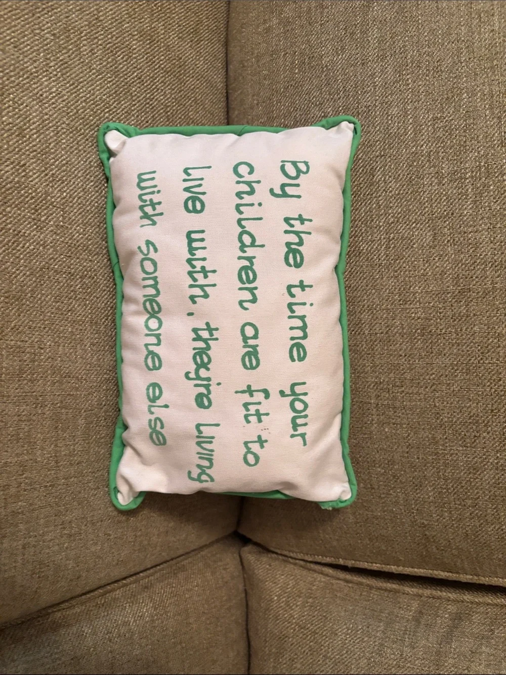 Decorative Quote Pillow in White and Green